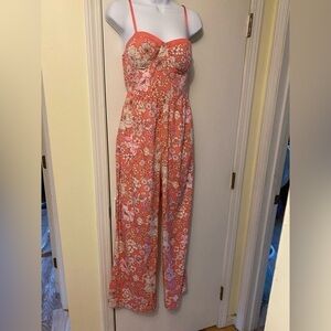 BOG collective bohemian floral jumpsuit in pink small